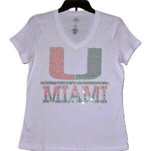 Hurricanes rhinestone bling white short sleeve VN XS S M L XL XXL 1X 2X 3X 4X 5X